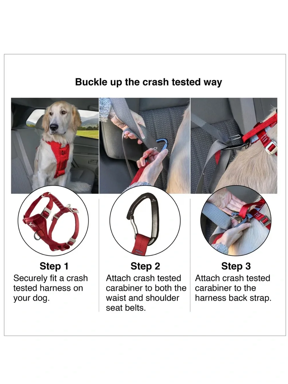 Kurgo Tru-Fit Enhanced Strength Crash Tested Smart Car Dog Harness, MED, unused!